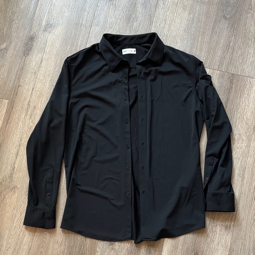 Zara Black Casual Button Down Shirt